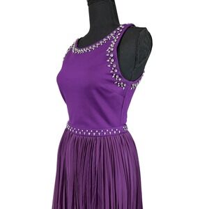 Juicy Couture Purple Rhinestone‎ Dress XS Sleeveless Pleated Skirt